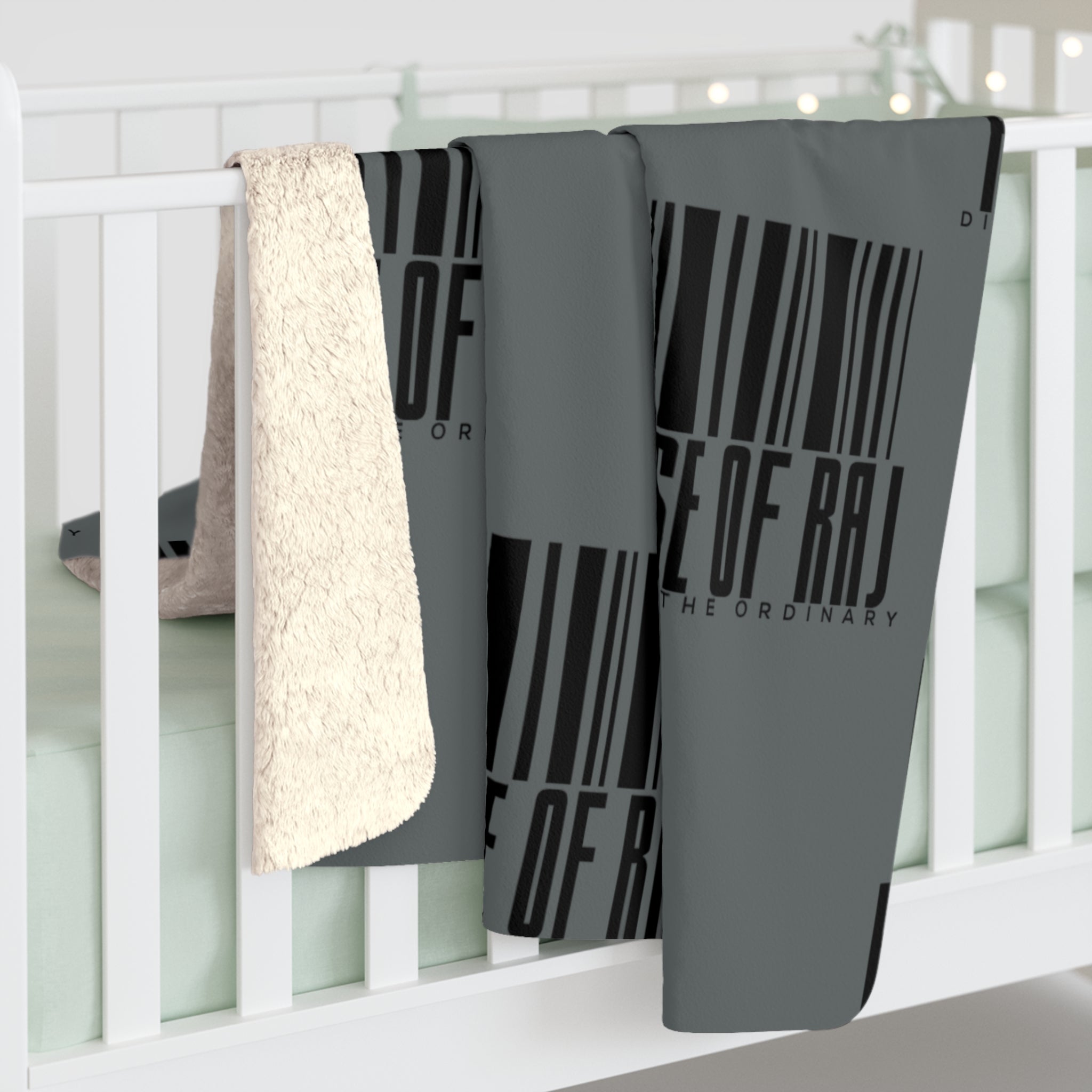 House of Raj “Barcode” Cozy Sherpa Fleece Blanket 🖤