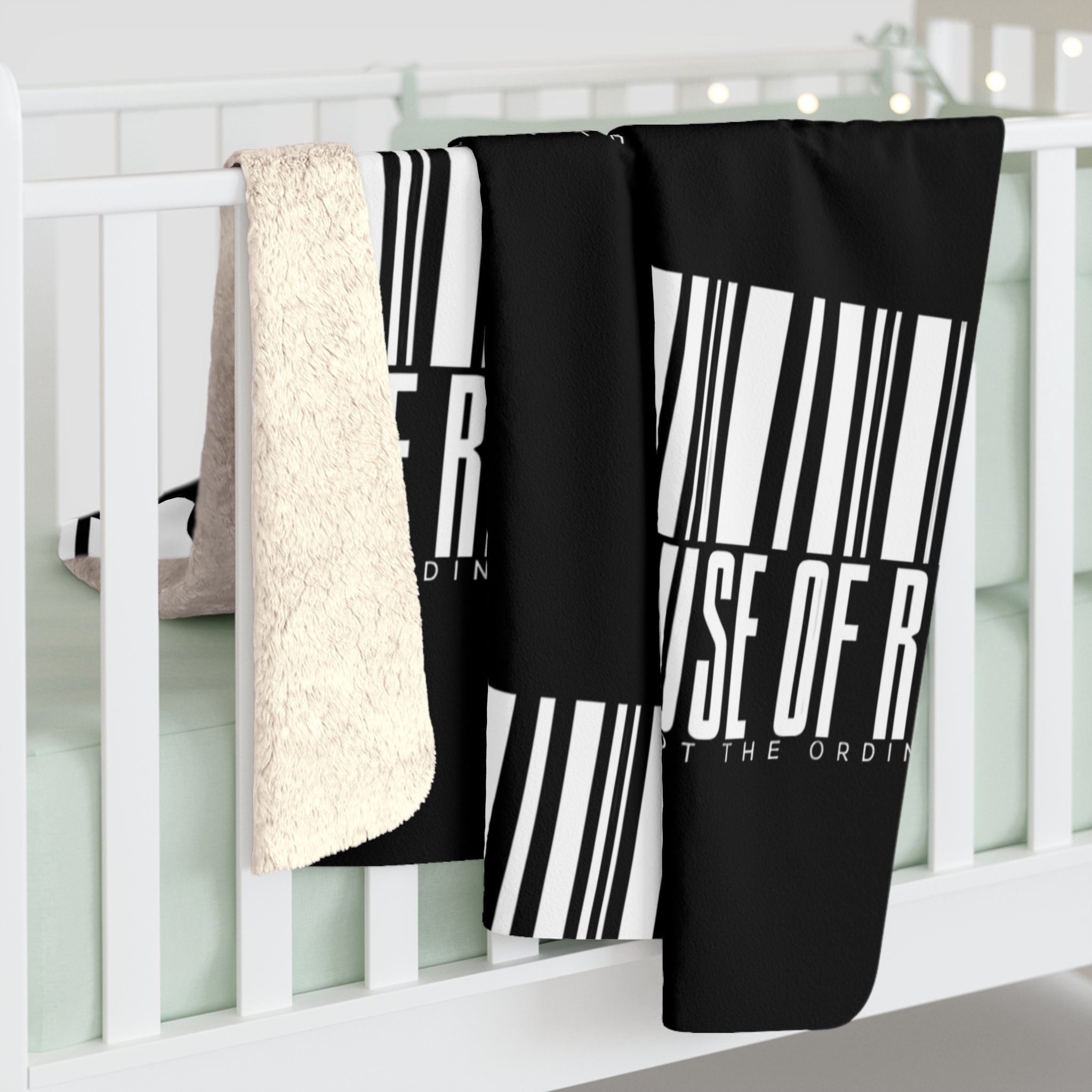 House of Raj “Barcode” Cozy Sherpa Fleece Blanket 🖤