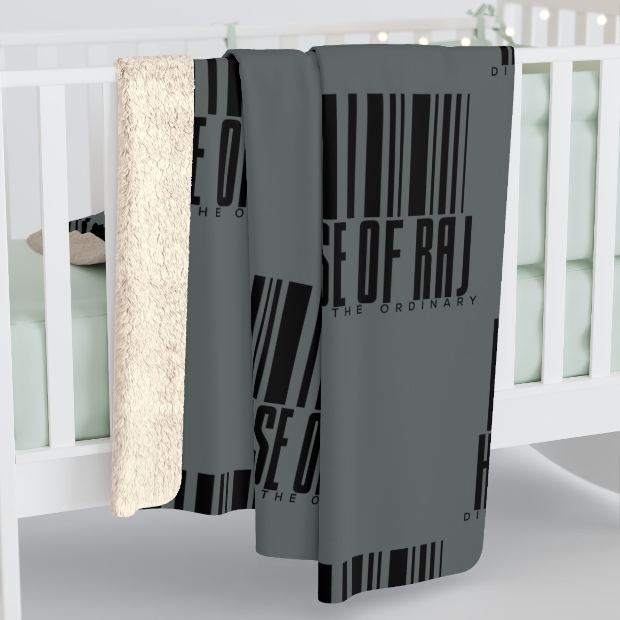 House of Raj “Barcode” Cozy Sherpa Fleece Blanket 🖤